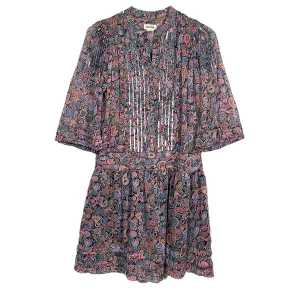 ZADIG & VOLTAIRE Rimo Paisley-Print Mandala Woven Dress In Multicolor Size XS - Picture 1 of 4
